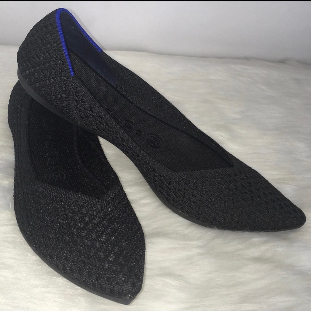 ROTHY’S Black The Point Retired Honeycomb Flats 8W EUC